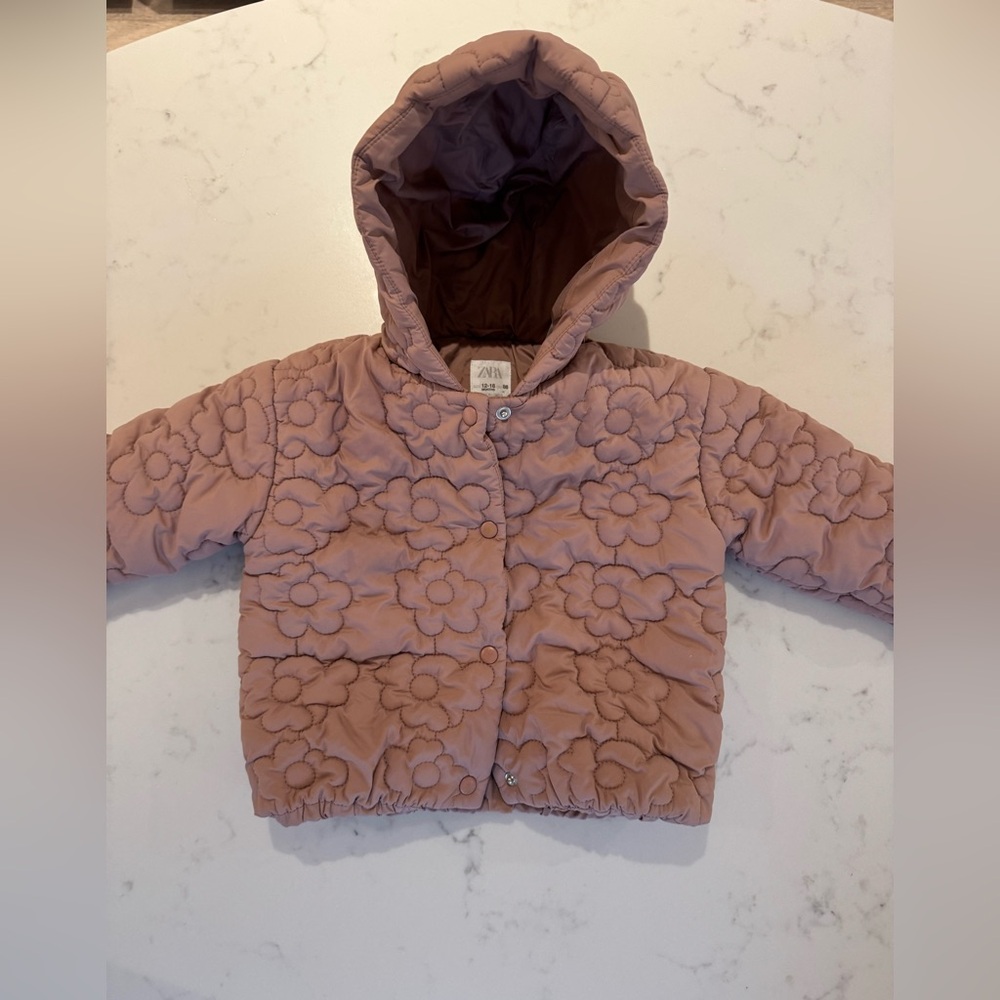 Zara Floral Quilted Hooded Jacket
